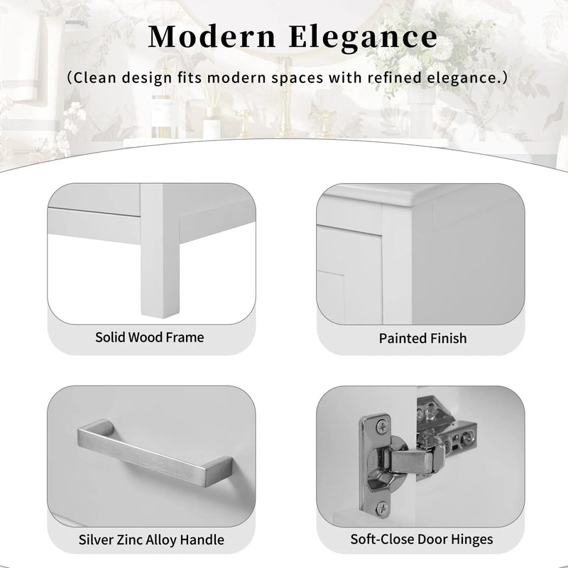Bathroom Vanity With Integrated Undermount Ceramic Sink, 2 Doors And 1 Drawer, Soft Close Hinges by Unique Piece Furniture