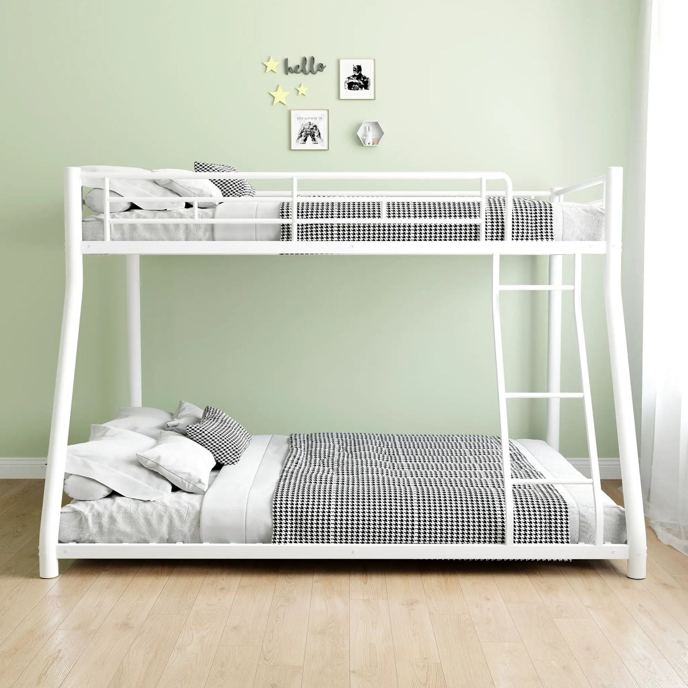 Bunk Bed Frame With Ladder And Guardrail, Heavy Duty Noise Free Design Metal Construction by HouseOfZazla