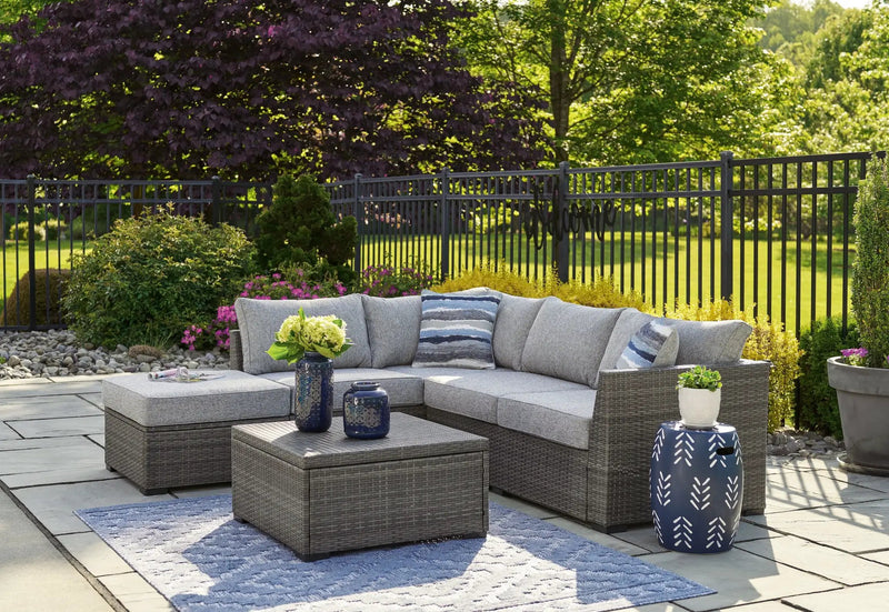 Petal Road - Loveseat Sectional, Ottoman, Table Set (Set of 4) - Gray by Unique Piece Furniture