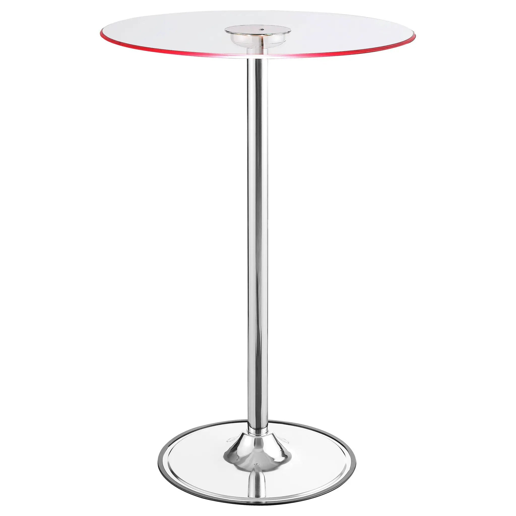 Thea Round 28-inch Glass Top LED Bistro Bar Table Chrome by Unique Piece Furniture