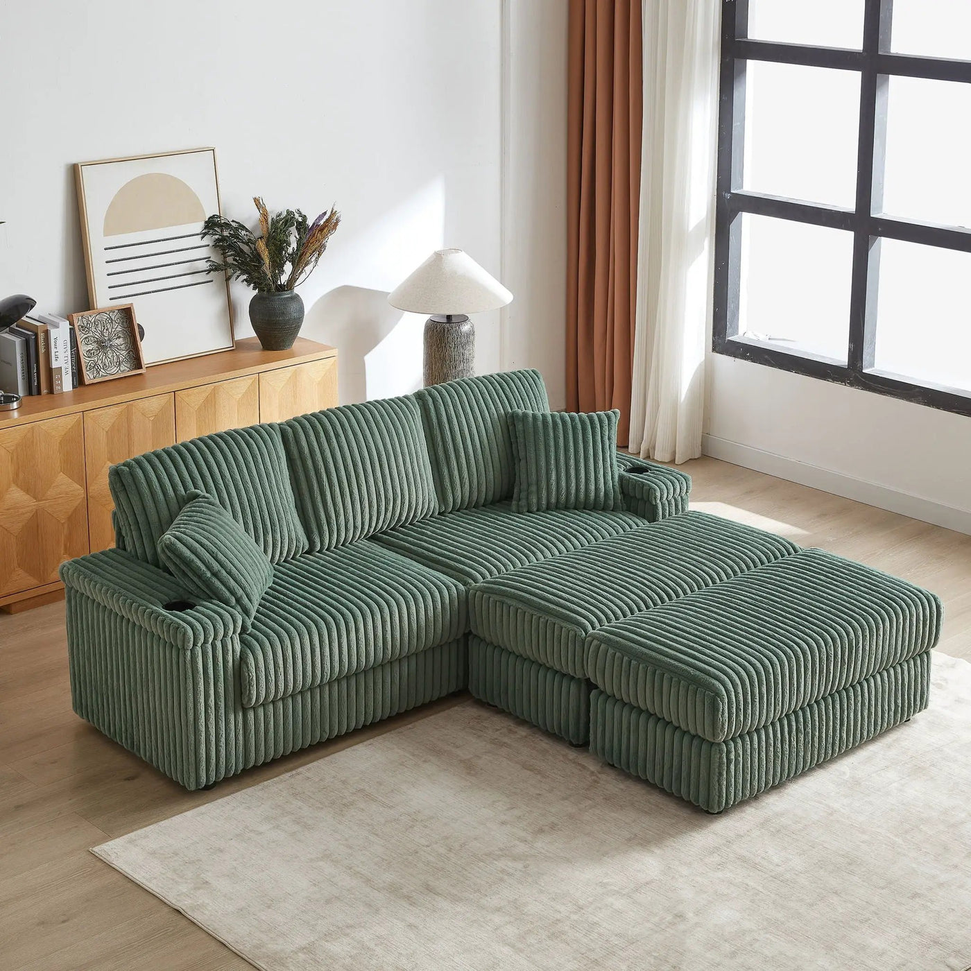 3 Seater Sofa With 2 Ottomans For Living Room by HouseOfZazla