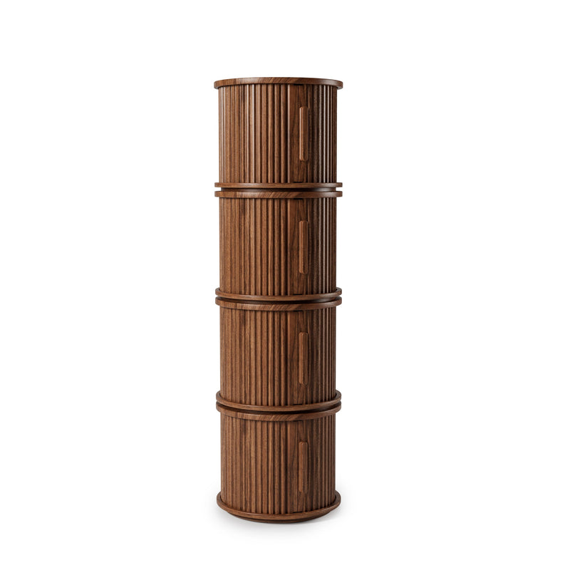 2Piece Round Coffee Table Set, Modern Nesting Side Tables with Sliding Door Storage by HouseOfZazla
