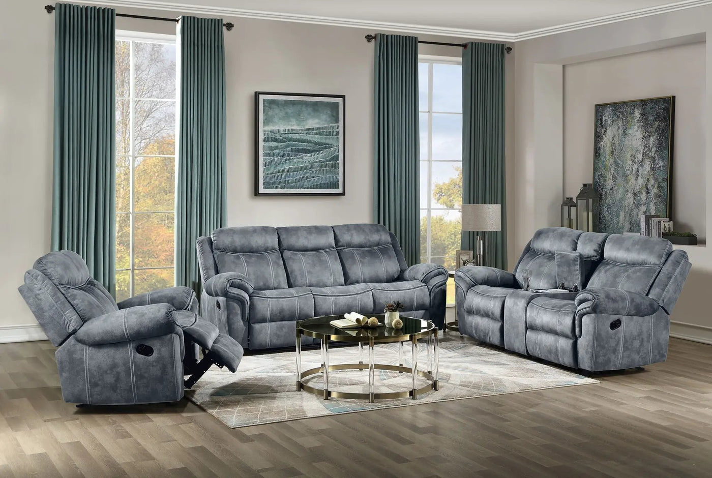 Zubaida Two Tone 3 Piece Recliner Living Room Set by HouseOfZazla