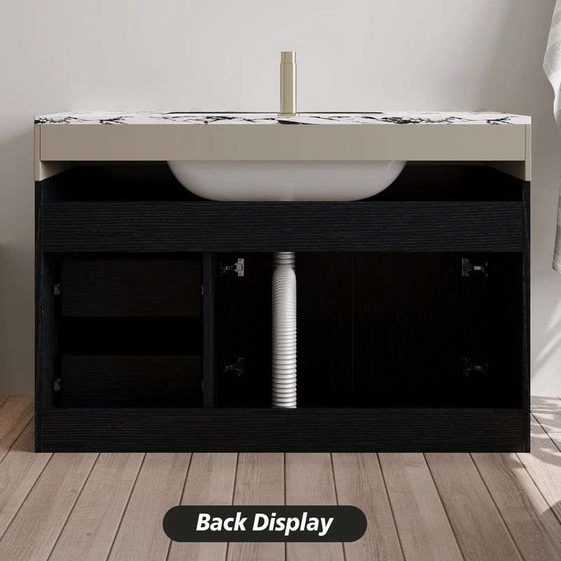 36" Floating Bathroom Vanity with Ceramic Sink and Faux Marble Top by HouseOfZazla
