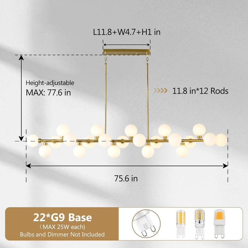 75.6'' Large Pendant Lamp with Opal Glass Shade by HouseOfZazla