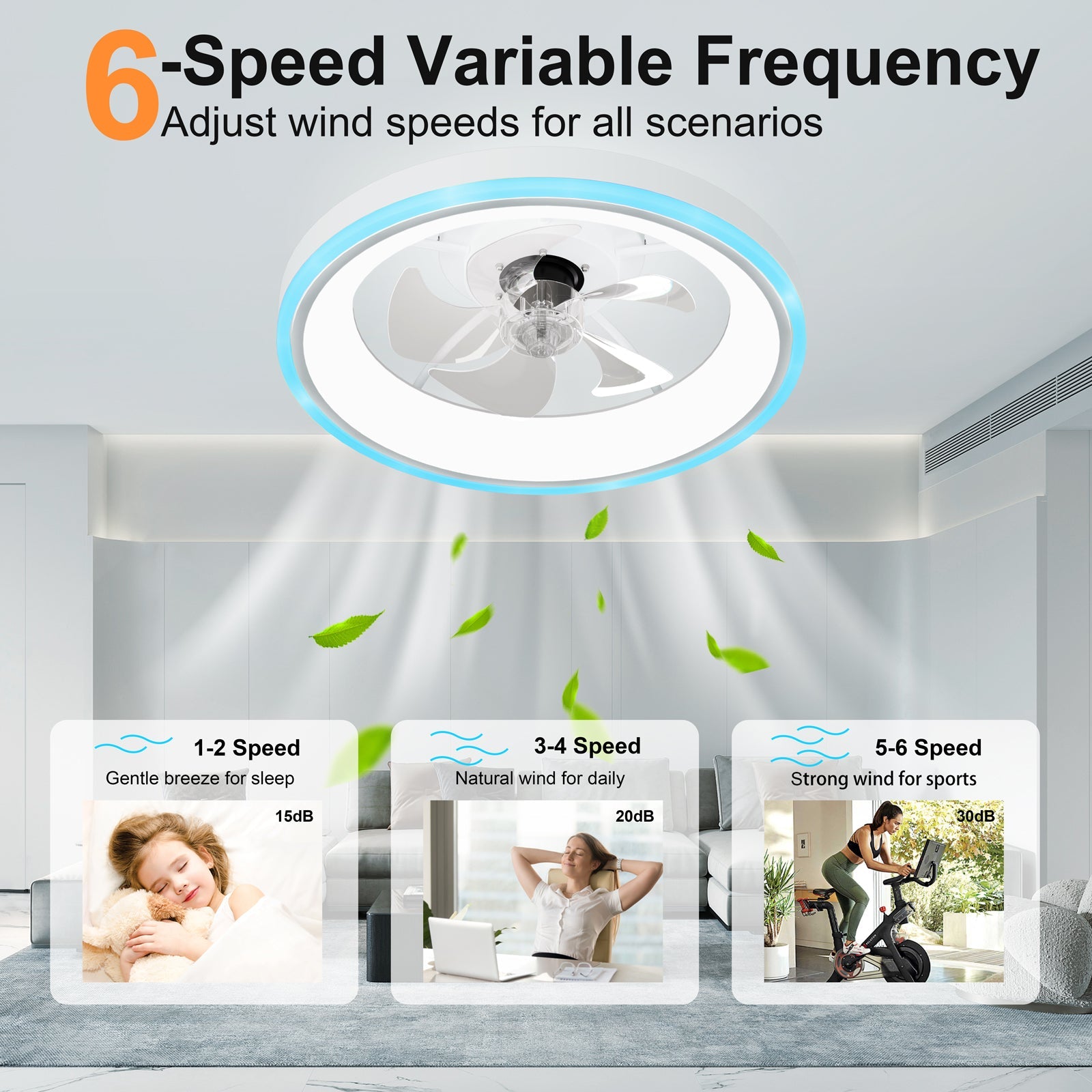 19.7" Modern RGB Ceiling Fan with Lights by HouseOfZazla