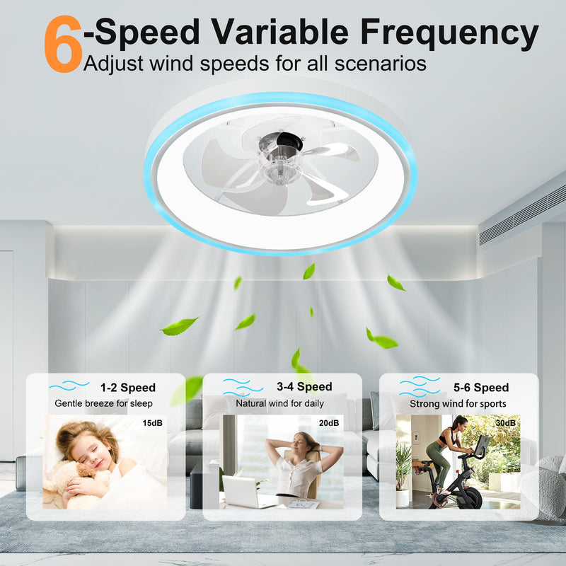 19.7" Modern RGB Ceiling Fan with Lights by HouseOfZazla