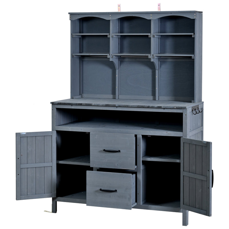 TOPMAX Large Fir Wood Potting Bench with Hutch and Storage by HouseOfZazla