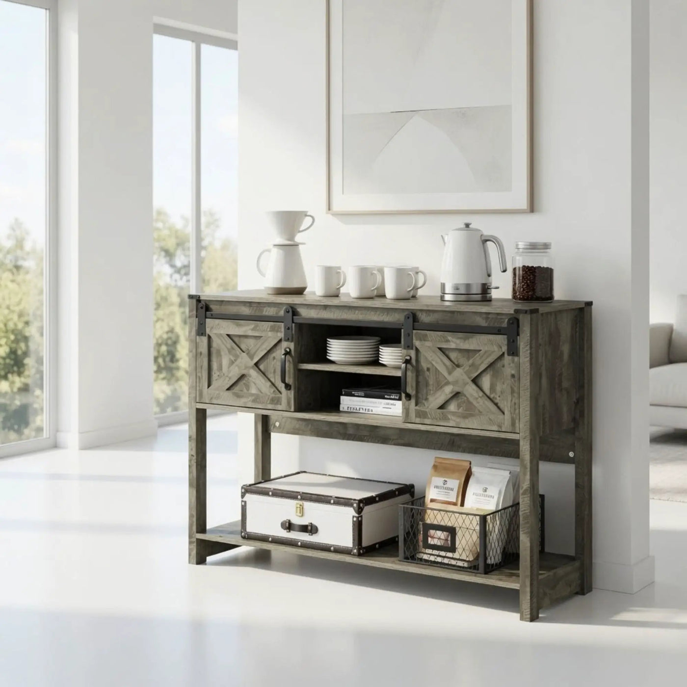 Farmhouse Entryway Table With Sliding Barn Door by HouseOfZazla