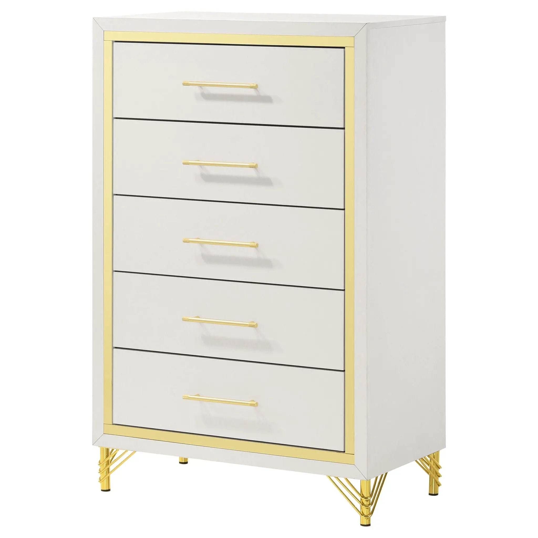 Chesney - 5 Drawer Chest With Trim - White