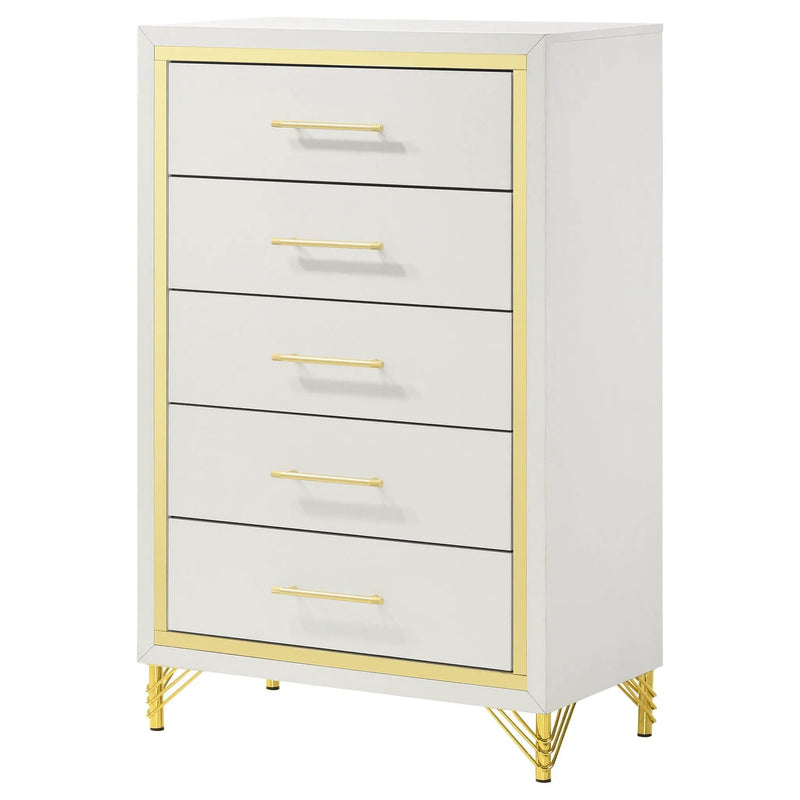 Chesney - 5 Drawer Chest With Trim - White