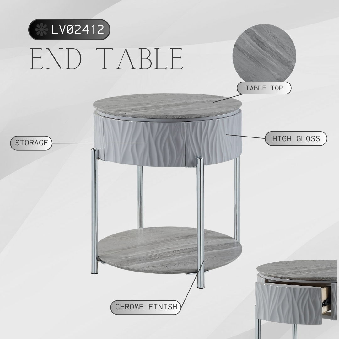 Yukino High Gloss Sofa Table with Sleek Metal Legs - Gray, photo 5 of 12