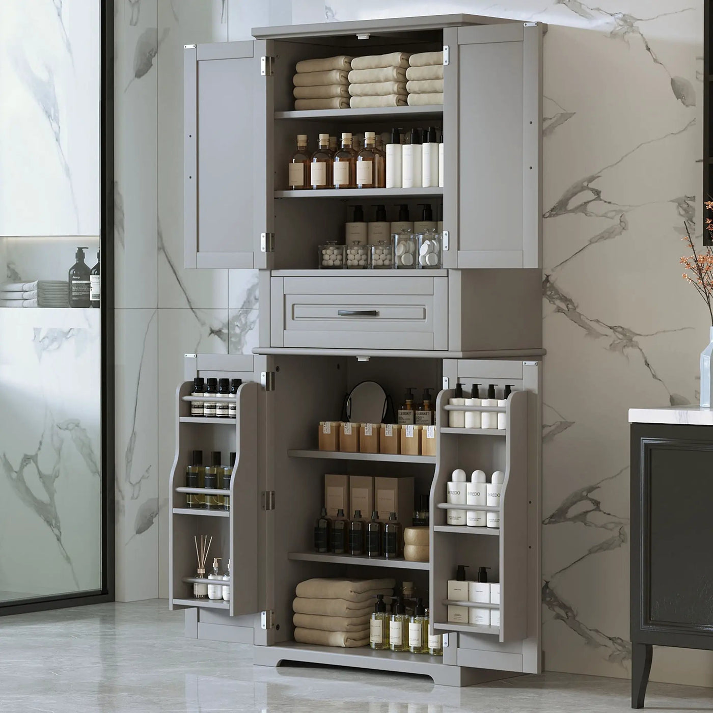 Bathroom Storage Cabinet With Multifunctional Storage Space by HouseOfZazla