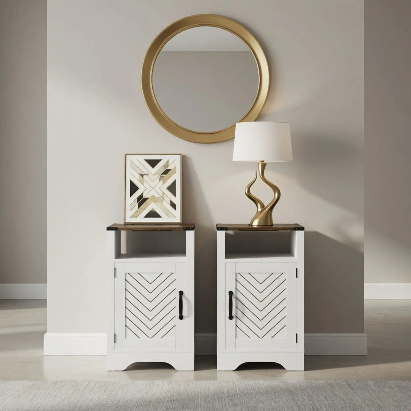 Farmhouse Nightstand With Charging Station & Storage by HouseOfZazla