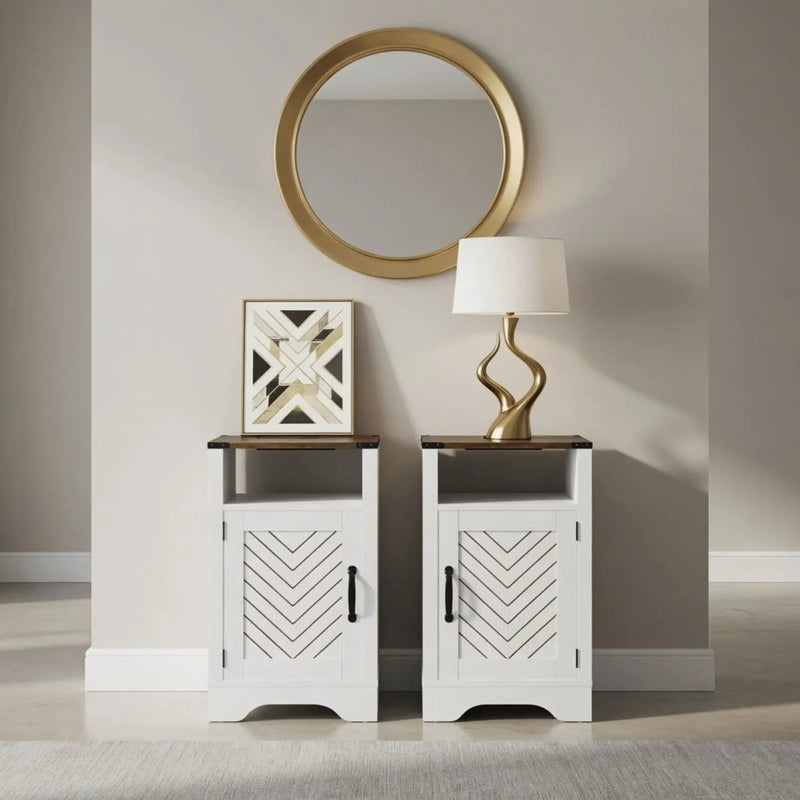 Farmhouse Nightstand With Charging Station & Storage by HouseOfZazla
