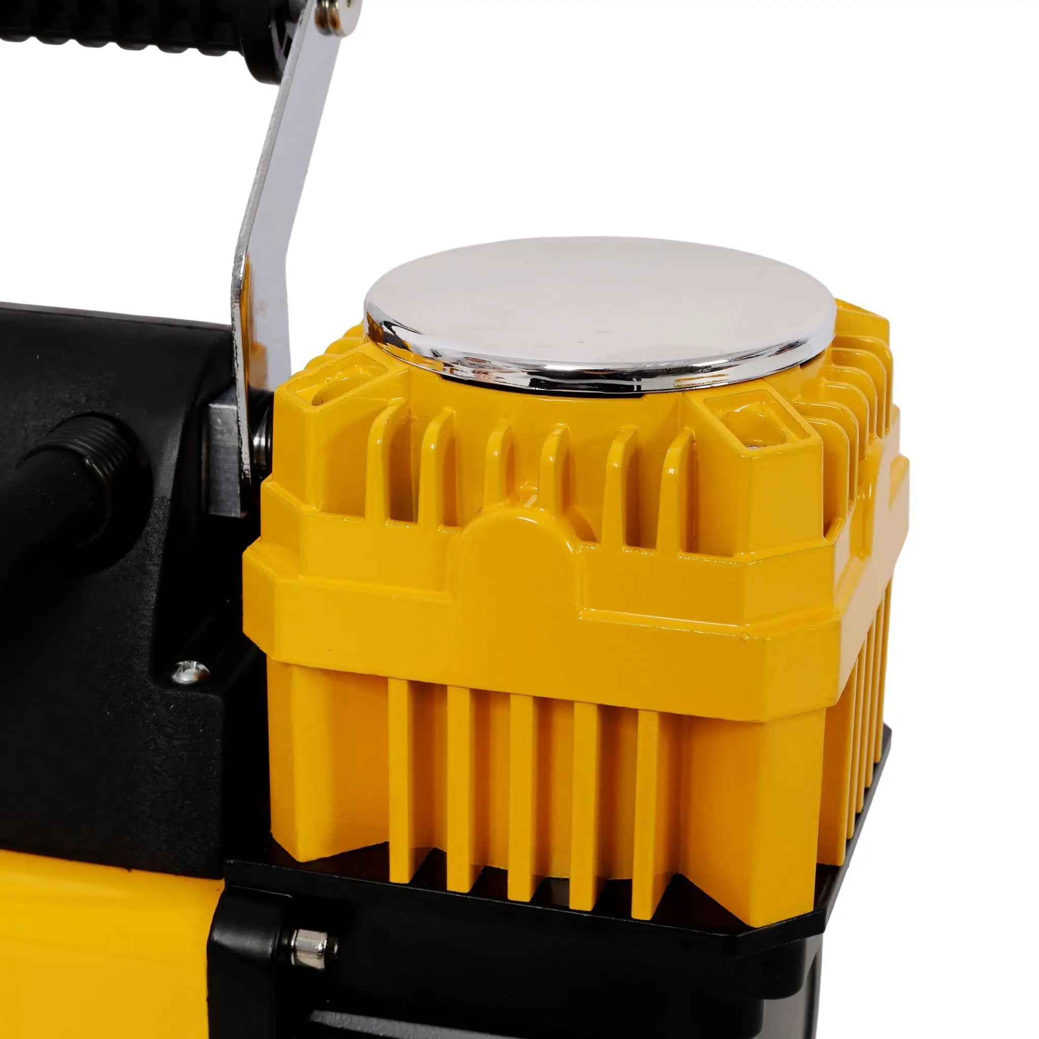 Heavy Duty 12V Dual Cylinder Air Compressor, Tire Inflator With Gauge - Yellow / Black by HouseOfZazla