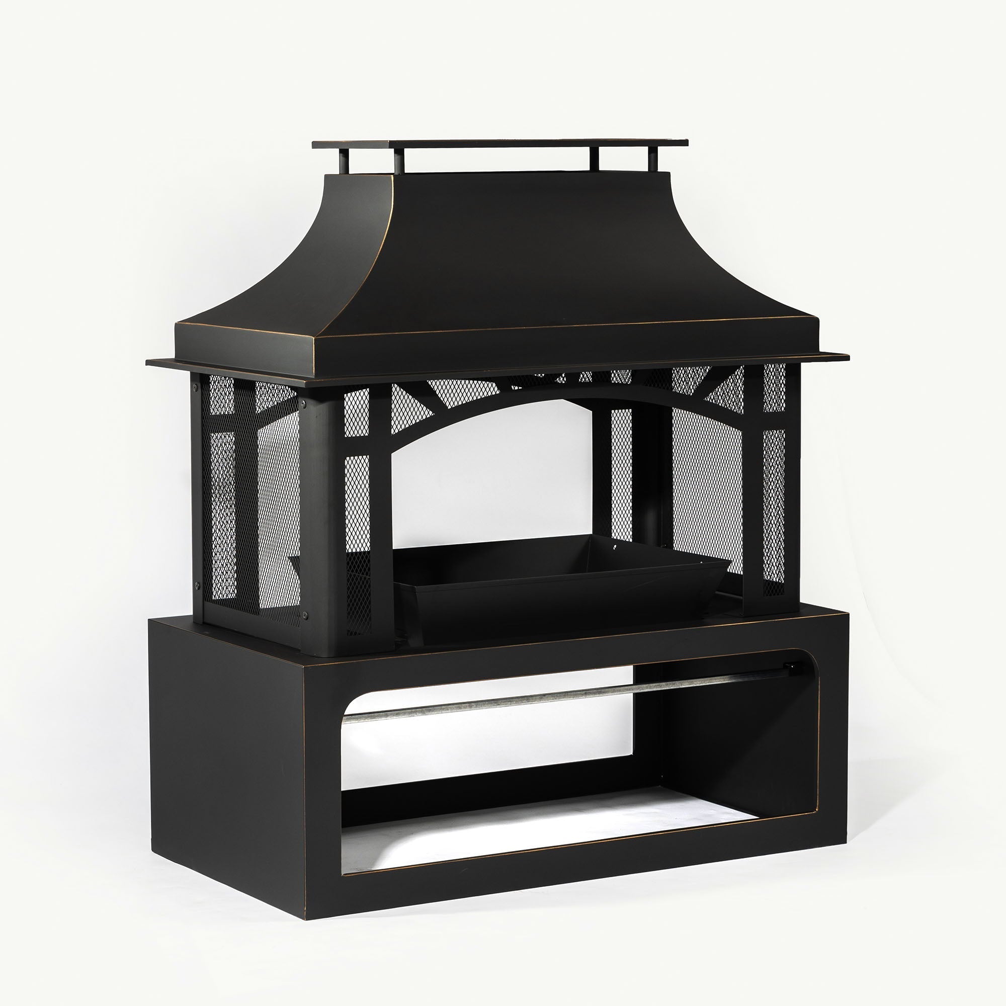 Fireplace, 50000 Btu Fire Pit, Wood Burning Chimney For Outside - Black by HouseOfZazla