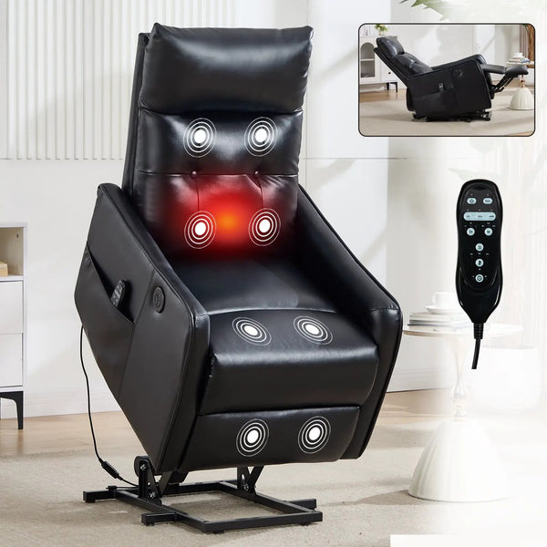 Black PU Single Motor Power Lift Recliner Chair