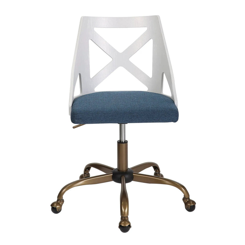 Charlotte - Farmhouse Task Chair - Antique Copper / White / Blue by HouseOfZazla