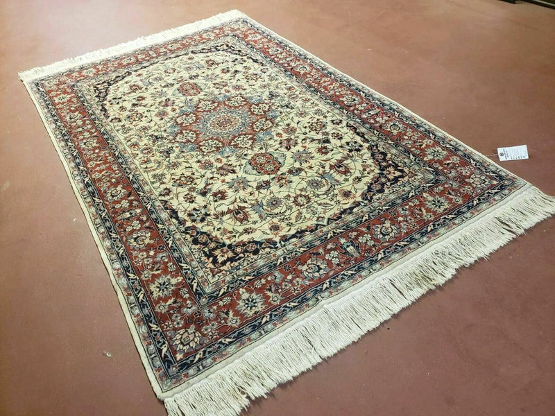 4' X 6' Handmade Ultra Fine Chinese Floral Oriental Wool Rug Hand Knotted Beige by Jewel Rugs