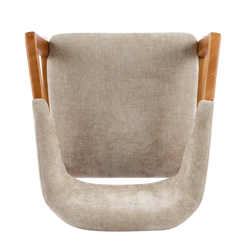 Indoor Upholstered Dining Chair Set of 2 - Oatmeal / Teak by HouseOfZazla