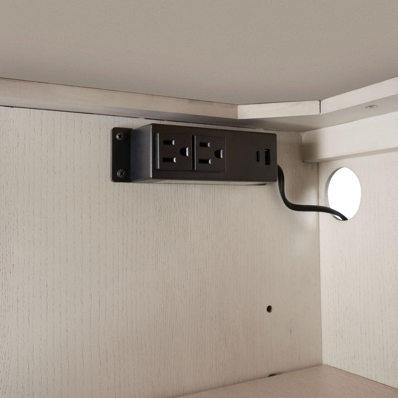 White Server With Base with Power Access - 60" W x 18" D x 37" H, photo 5 of 9