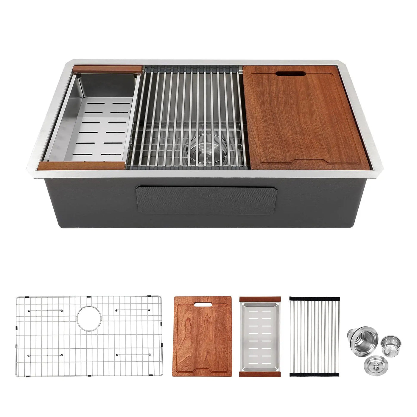 Single Bowl Undermount Workstation Kitchen Sink with Accessories by HouseOfZazla