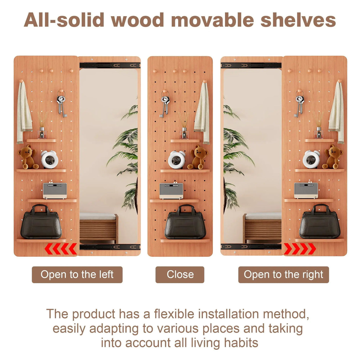 Wall Mounted Full Length Mirror With Shelf And Hook by HouseOfZazla