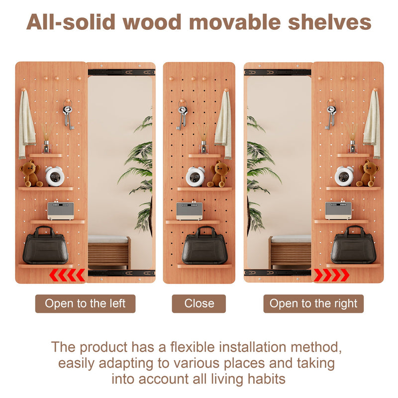Wall Mounted Full Length Mirror With Shelf And Hook by Unique Piece Furniture