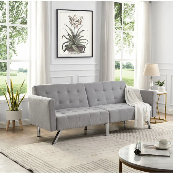 Sofa Bed Convertible Folding Lounge Couch Loveseat Sleeper Sofa - Light Gray