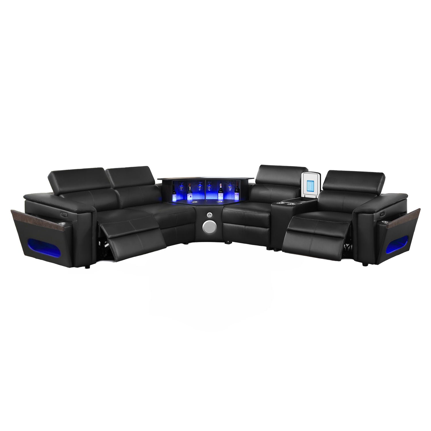 Nova - Sectional With Bluetooth Speaker, LED And Lifting Wine Cabinet by HouseOfZazla