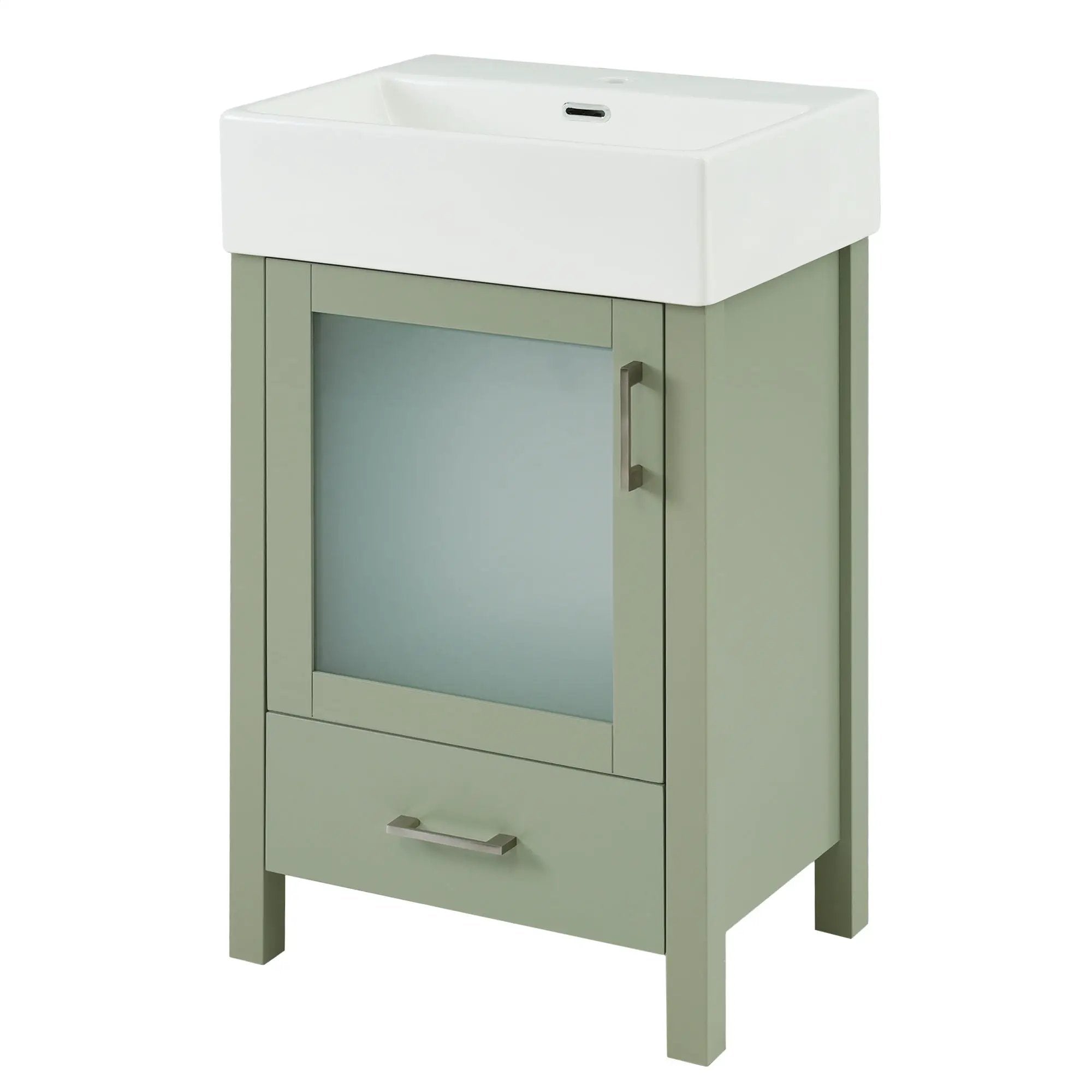 Bathroom Vanity With Ceramic Sink And Ample Storage, Ideal For Small Bathrooms by HouseOfZazla