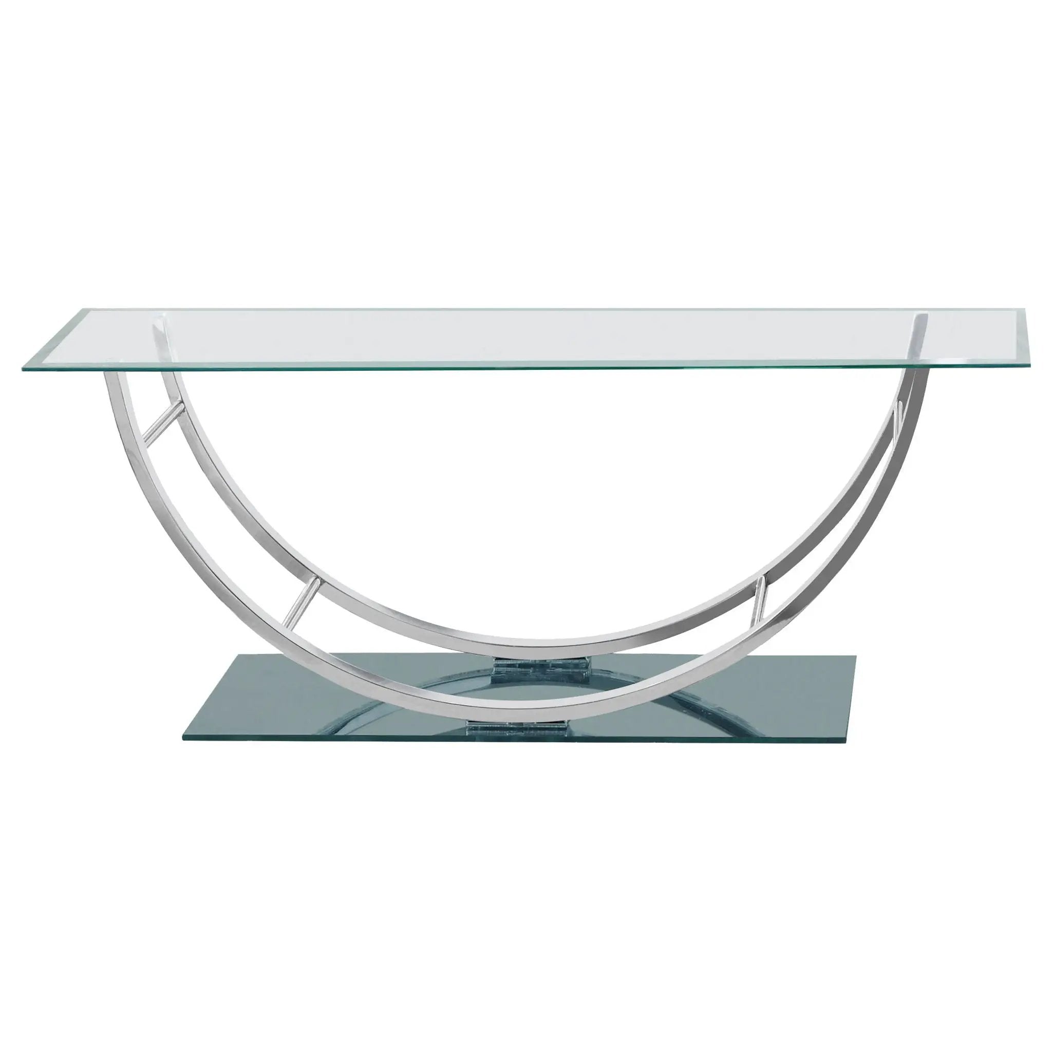 Danville Rectangular U-Shaped Glass Top Coffee Table Chrome by Unique Piece Furniture