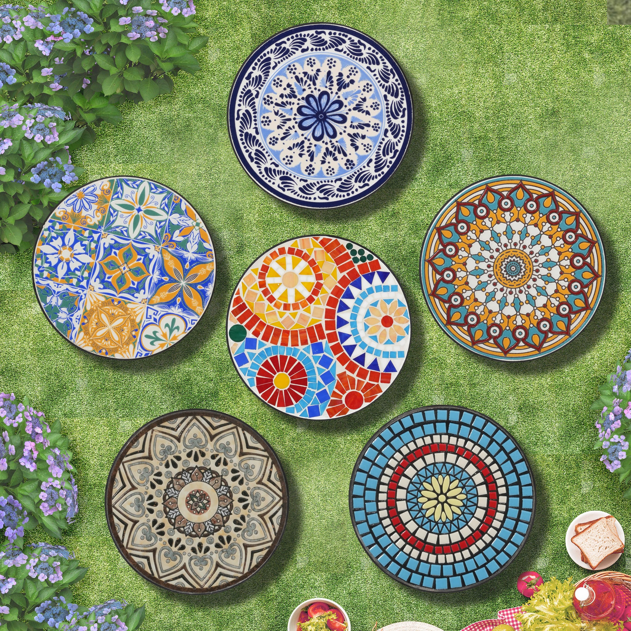 Outdoor Side Table, Colorful+Black by HouseOfZazla