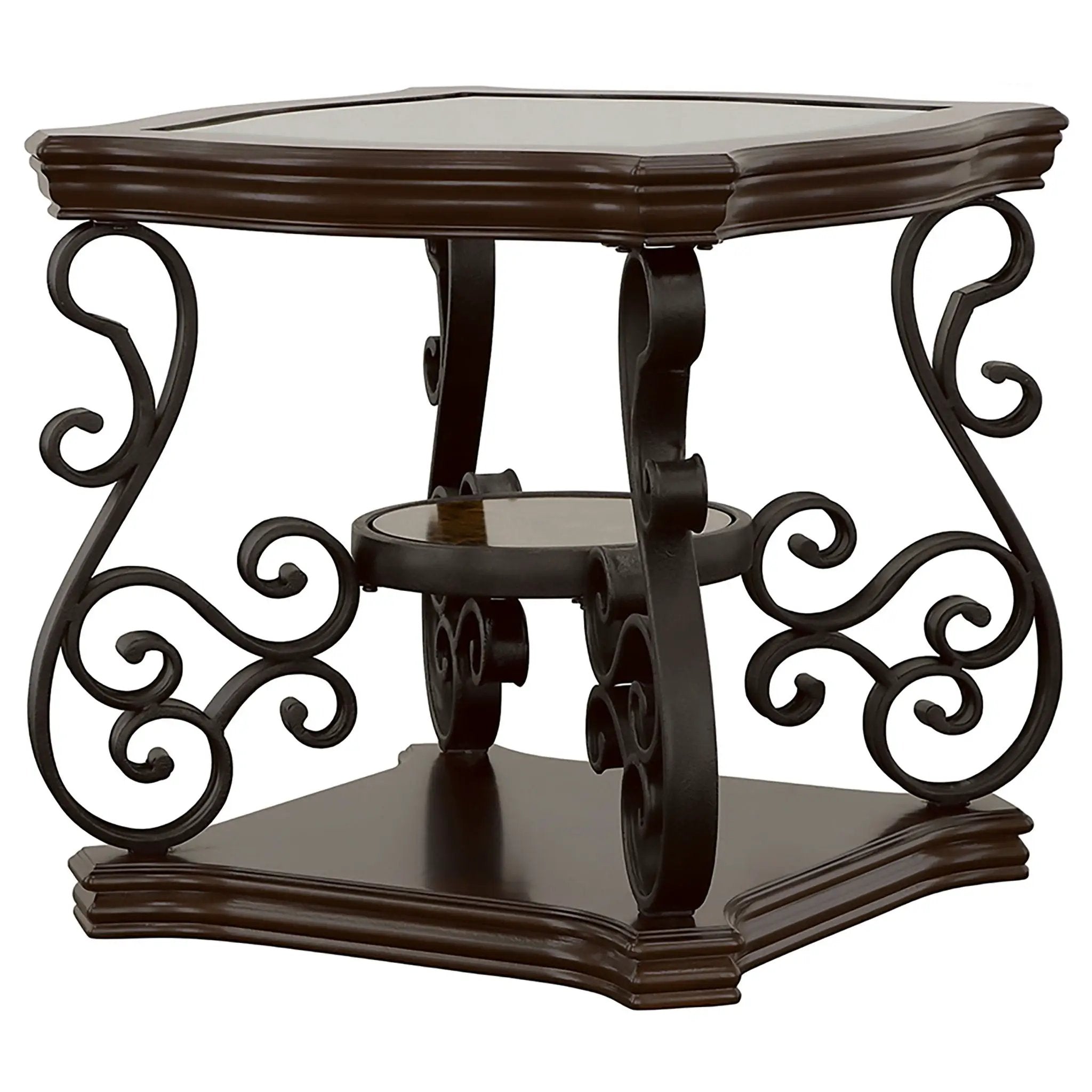 Laney 1-shelf Glass Top Rectangular End Table Deep Merlot by Unique Piece Furniture
