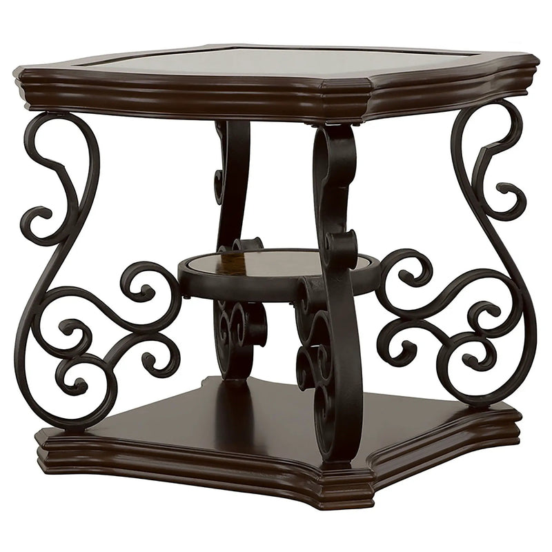 Laney 1-shelf Glass Top Rectangular End Table Deep Merlot by Unique Piece Furniture