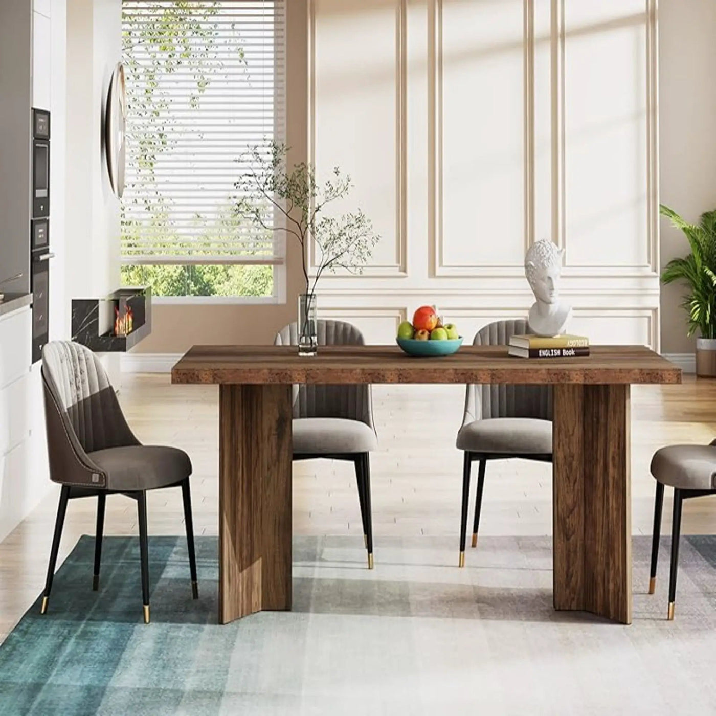 Dining Table For 4 - 6 People, Kitchen Table With Thick Top by HouseOfZazla