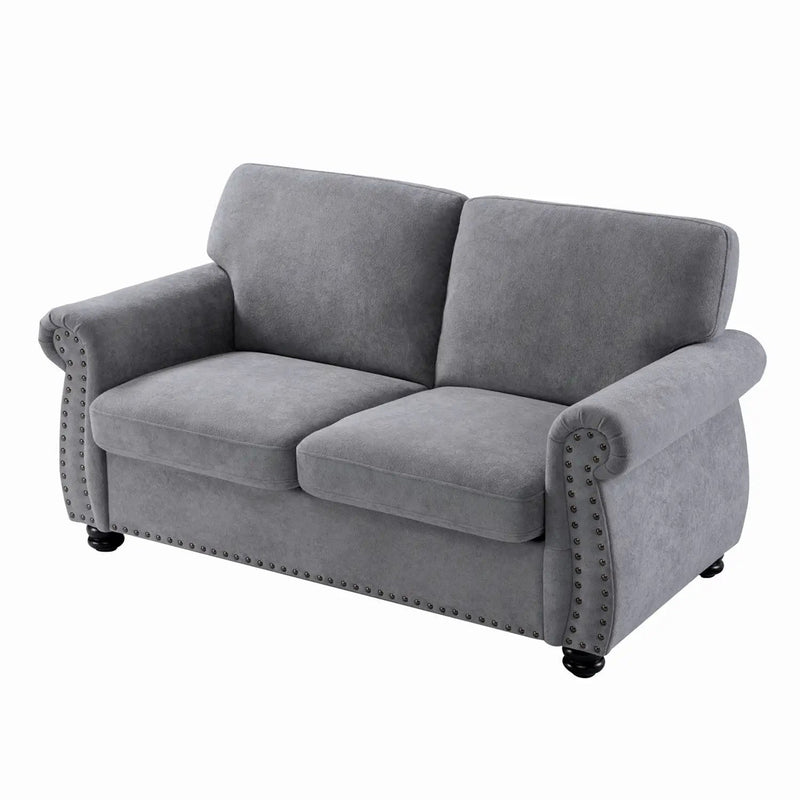 Soft Loveseat, Upholstered 2 Seater Couch, Loose Back Cushions And Turned Legs by Unique Piece Furniture