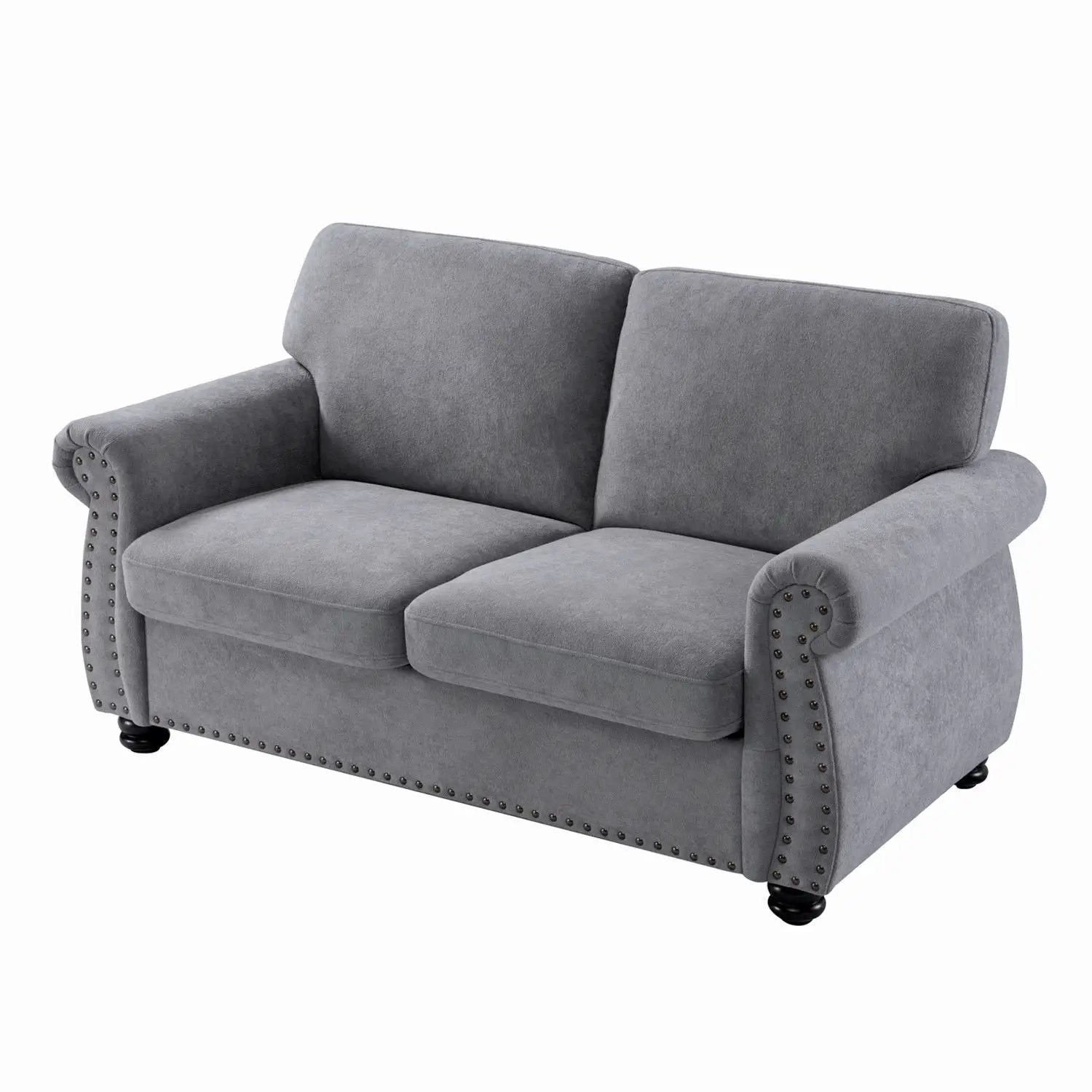 Soft Loveseat, Upholstered 2 Seater Couch, Loose Back Cushions And Turned Legs by HouseOfZazla