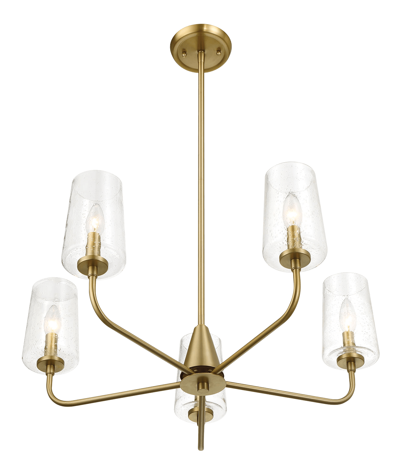 Dazzle Five Lights Chandelier With Clear Seeded Glass - Satin Brass by HouseOfZazla