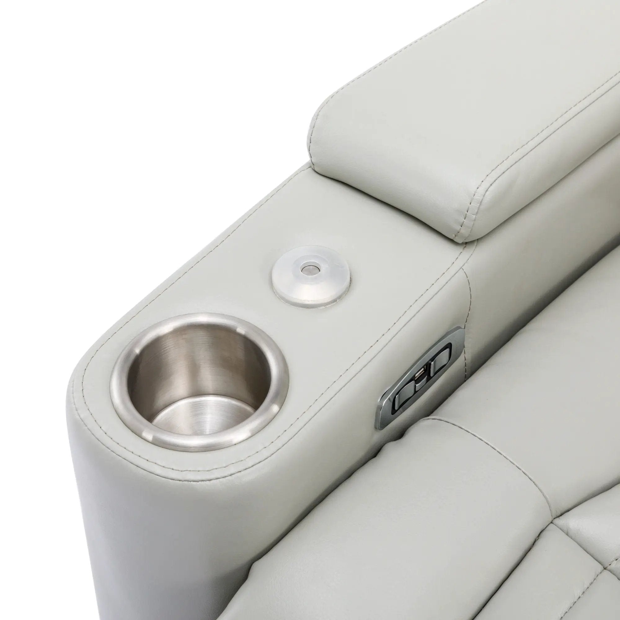 270° Power Swivel Recliner Home Theater Chair With Hidden Arm Storage, LED Light, Cup Holder, And Tray Table by HouseOfZazla