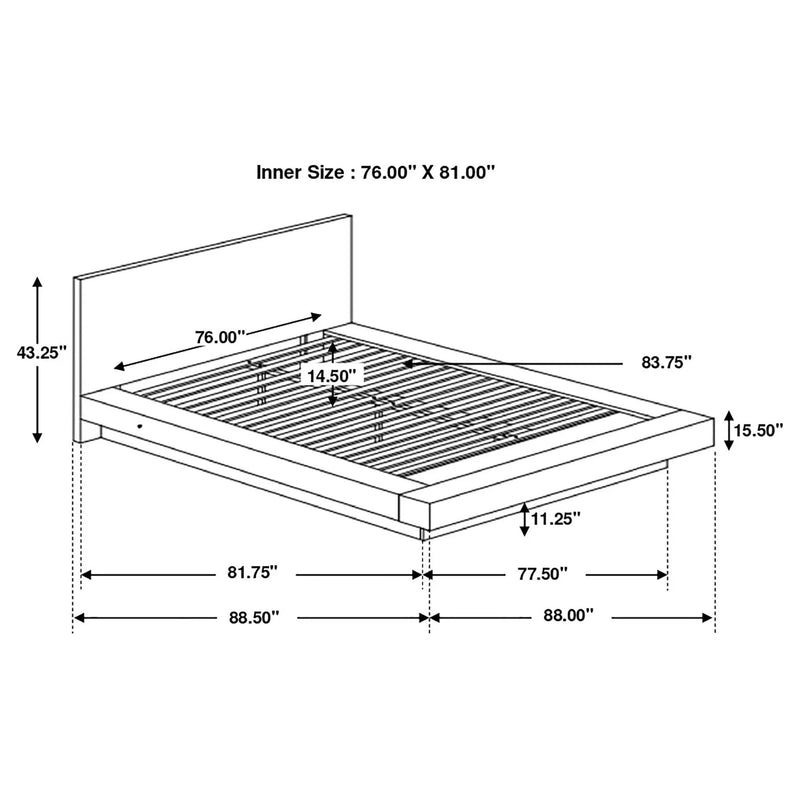 Jessica Wood Eastern King LED Panel Bed Cappuccino by Unique Piece Furniture
