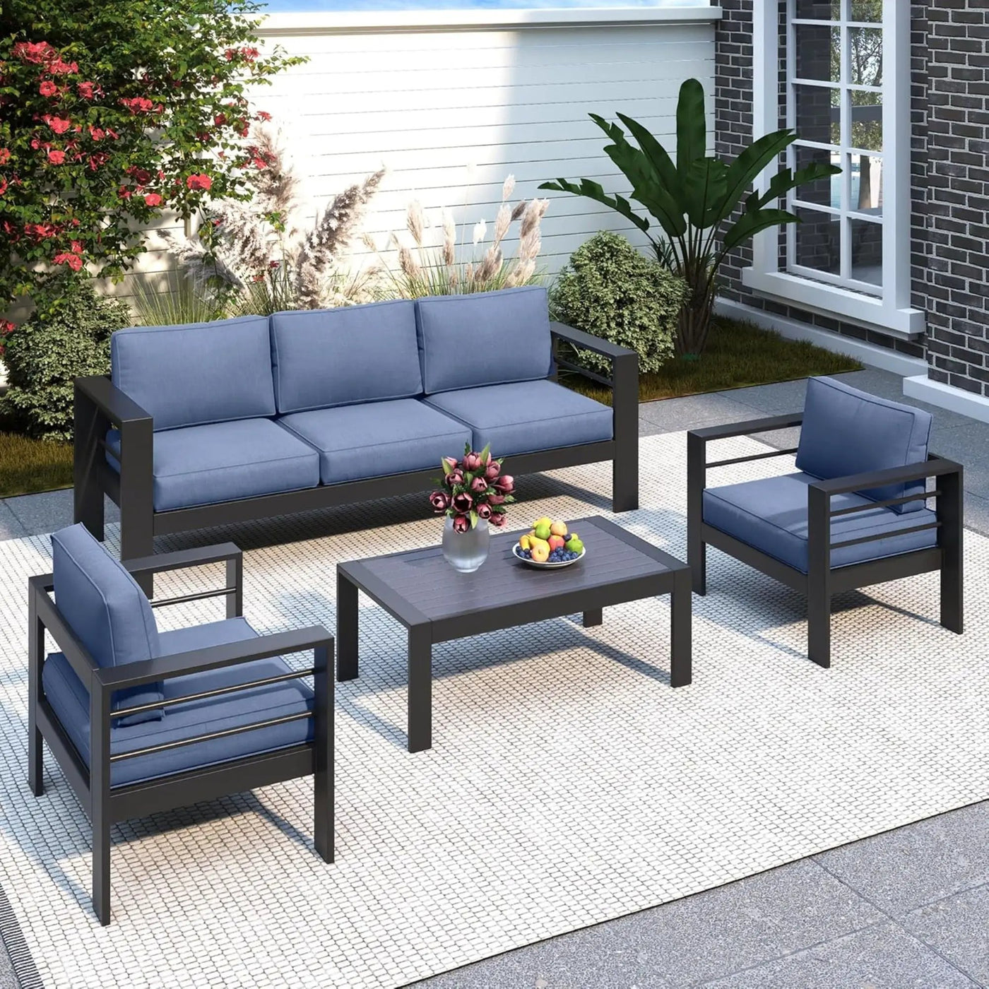 Outdoor Patio Set, All-Weather With Thick Cushions by HouseOfZazla