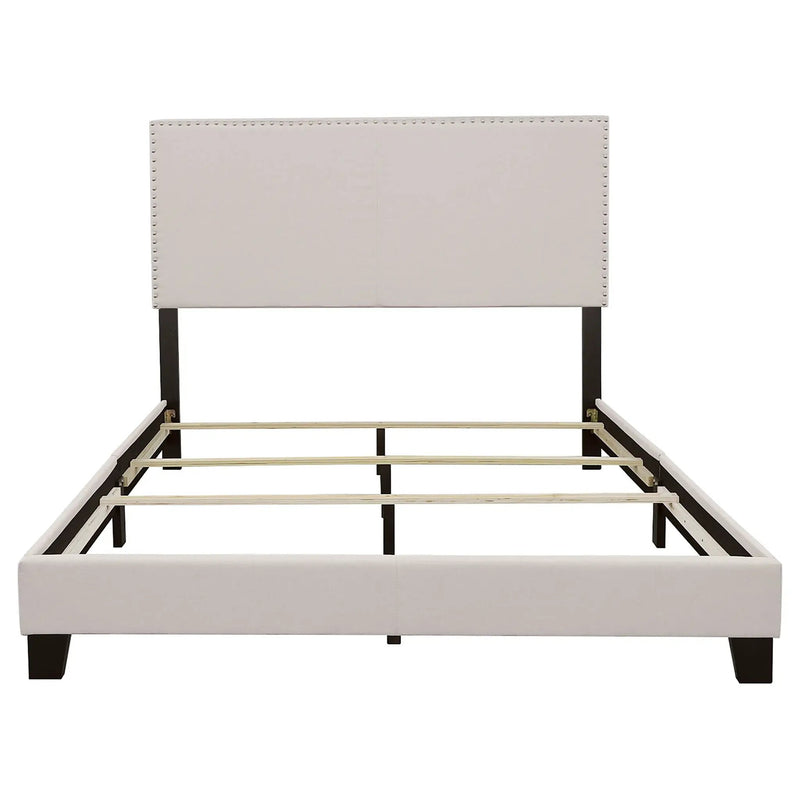 Boyd Upholstered Eastern King Panel Bed Ivory by Unique Piece Furniture