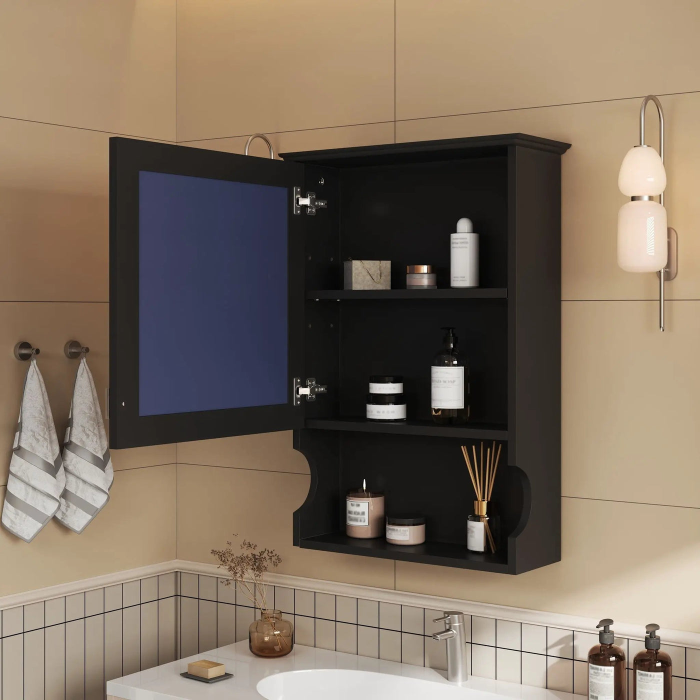 Wall Mounted Bathroom Storage Cabinet With Mirror, Soft Closing Hinges by HouseOfZazla