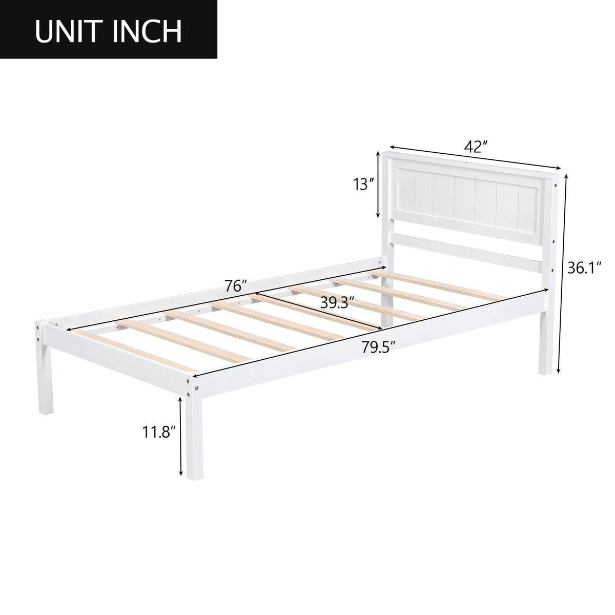Platform Bed Frame with Headboard - Pine Wood, No Box Spring Needed, photo 27 of 40