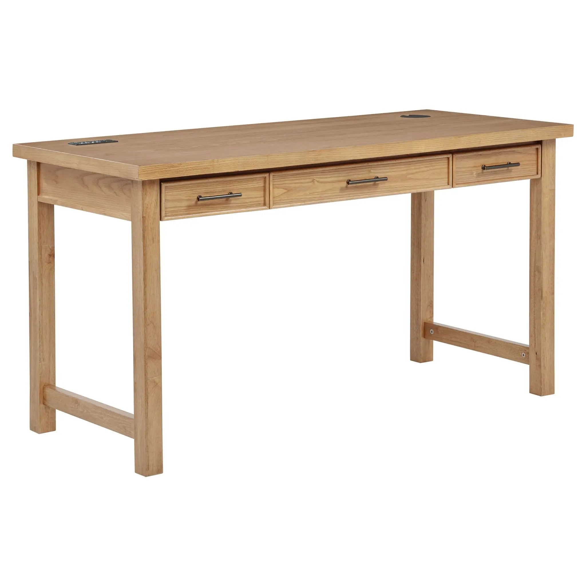 Vermes 55-inch 3-drawer Writing Desk with Power Outlet Light Ash by Unique Piece Furniture