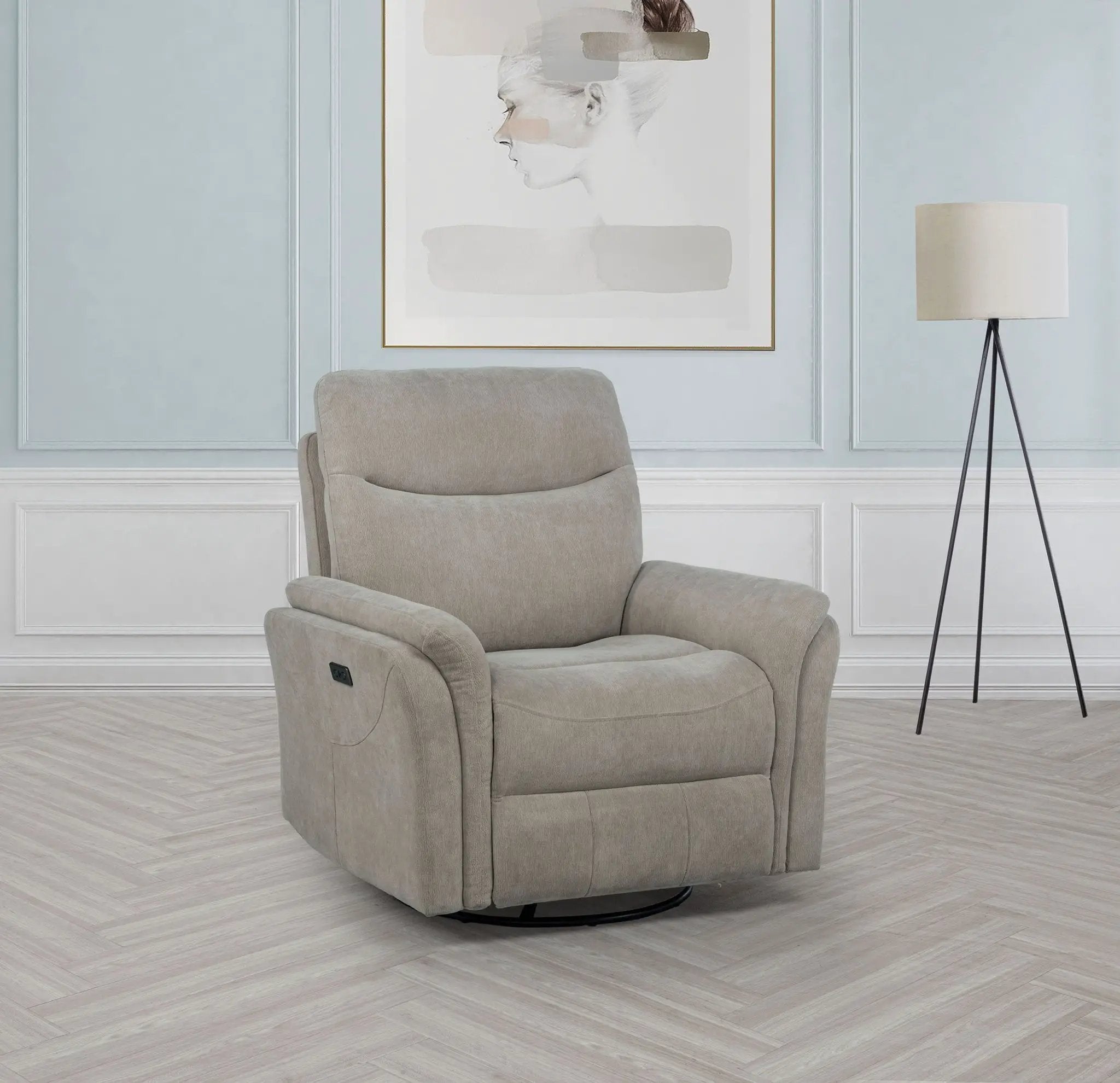 Adler Upholstered Power Swivel Glider Recliner Ivory by Unique Piece Furniture