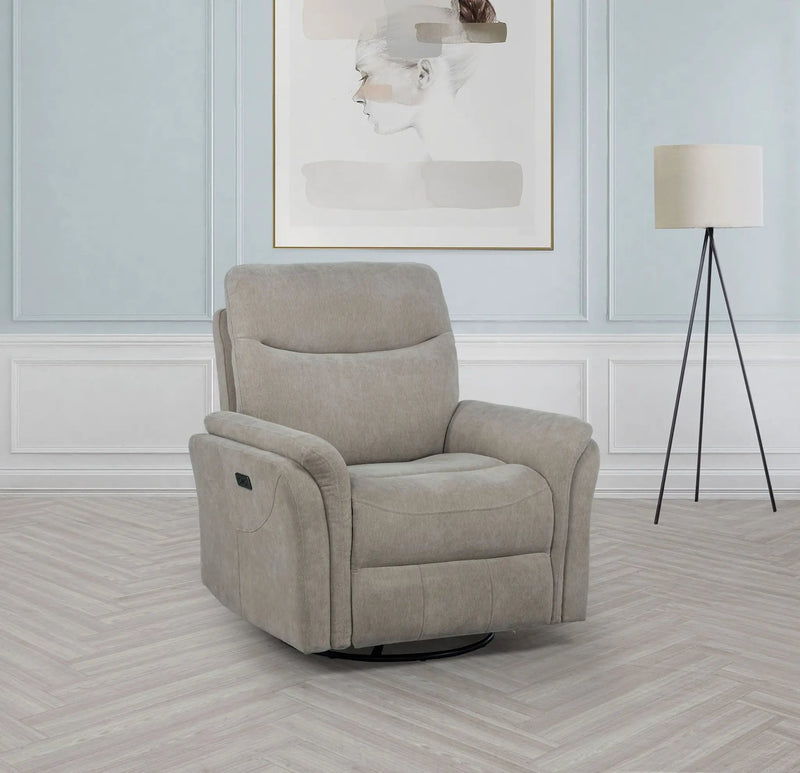 Adler Upholstered Power Swivel Glider Recliner Ivory by Unique Piece Furniture