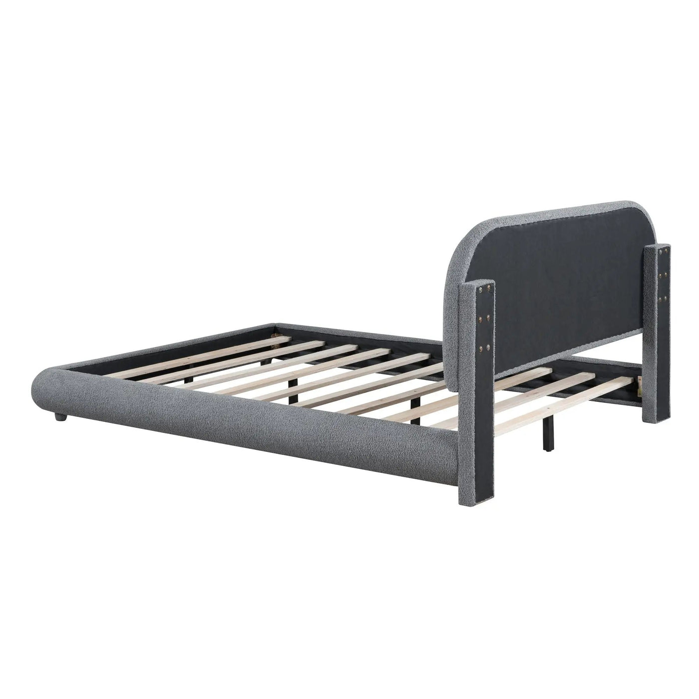 Upholstered Platform Bed With Thick Solid Frame And Stylish Curve-Shaped Design by HouseOfZazla